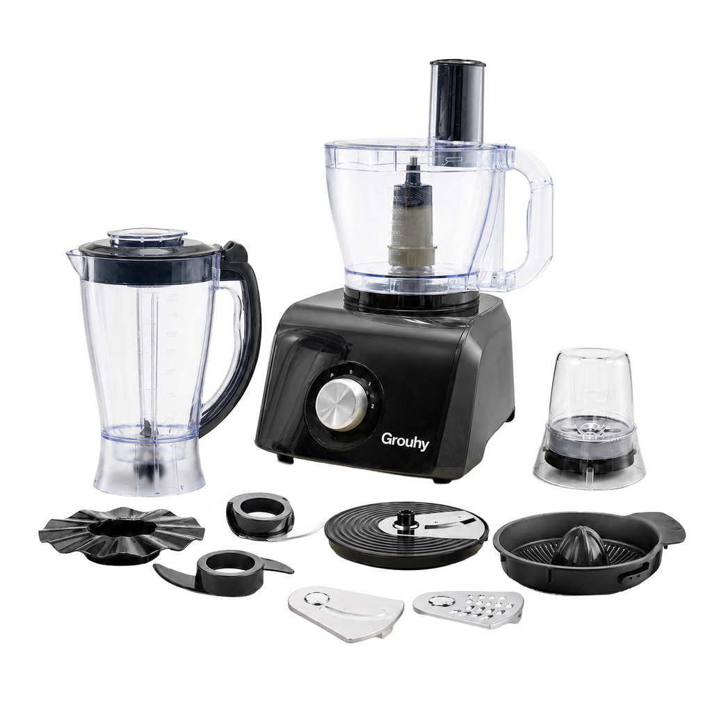 Grouhy Multi Function Food Processor, 1200 Watt, Black - GFP1200WUT
