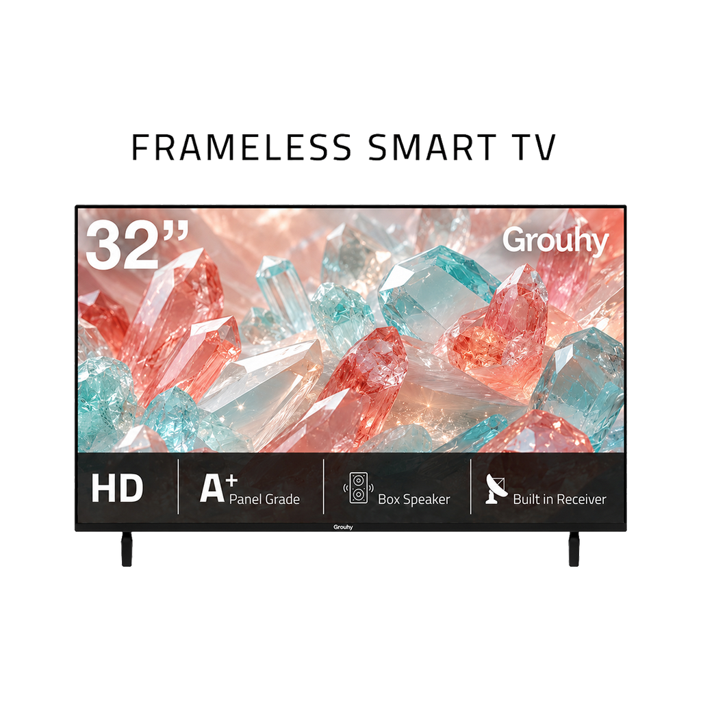 Grouhy 32 Inch HD Smart LED TV Frameless With Built-in Receiver - GLD32SDV2