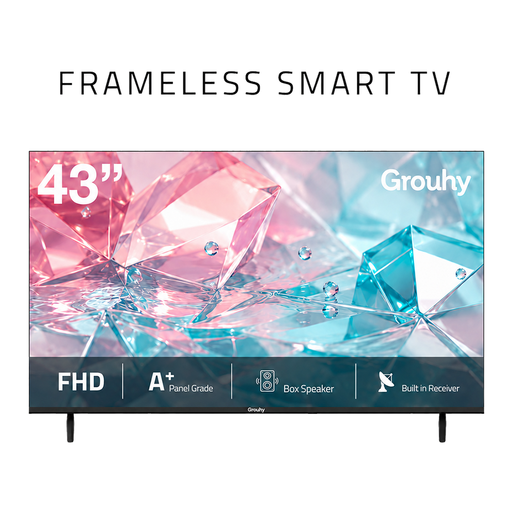 Grouhy 43 Inch FHD Smart LED TV Frameless With Built-in Receiver - GLD43SDV2