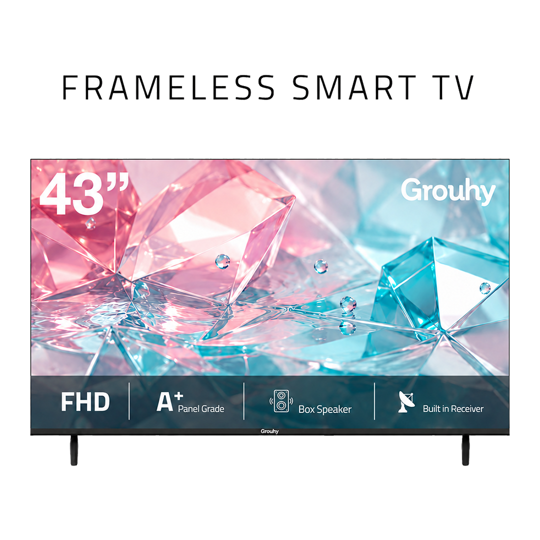 Grouhy 43 Inch FHD Smart LED TV Frameless With Built-in Receiver - GLD