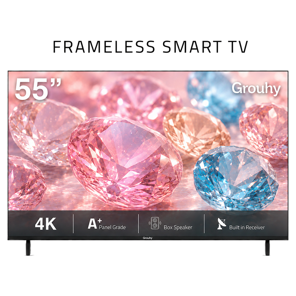 تلفزيون جروهي 55 بوصة 4K Ultra HD LED Android بدون إطار مع رسيفر مدمج - GLD55SAWOR.F 