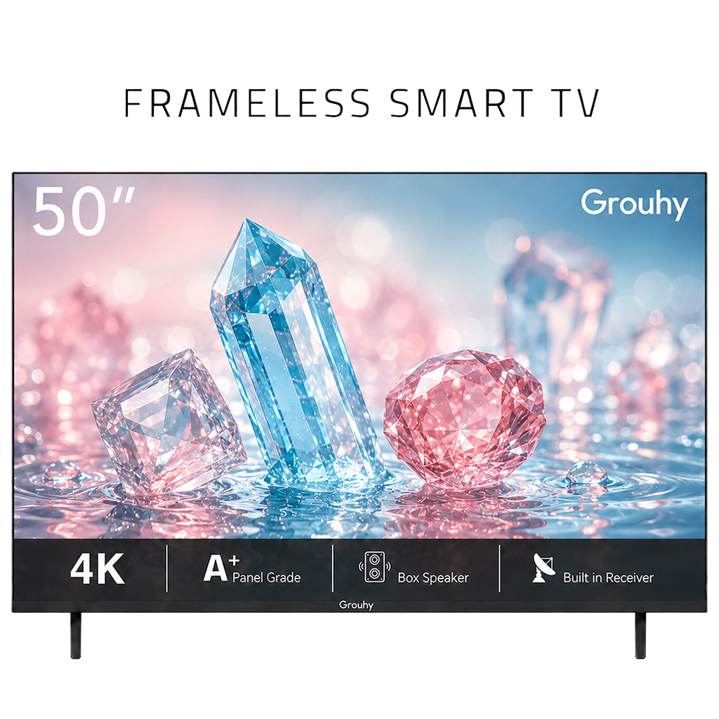 Grouhy 50-Inch 4K UHD Frameless Smart LED TV with Built-in Receiver – GLD50SD