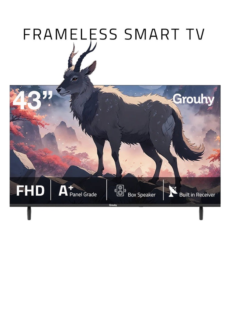تلفزيون جروهي الذكي LED بدقة FHD مقاس 43 بوصة بدون إطار مع جهاز استقبال مدمج - GLD43SDV2